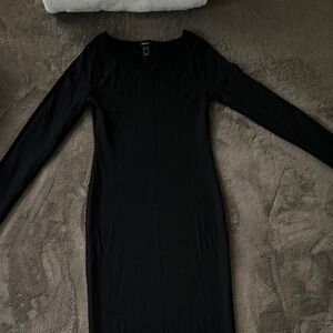 Forever 21 Black Long Sleeve Maxi Bodycon Dress